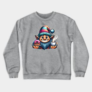 Donut and Coffee Gnome Crewneck Sweatshirt